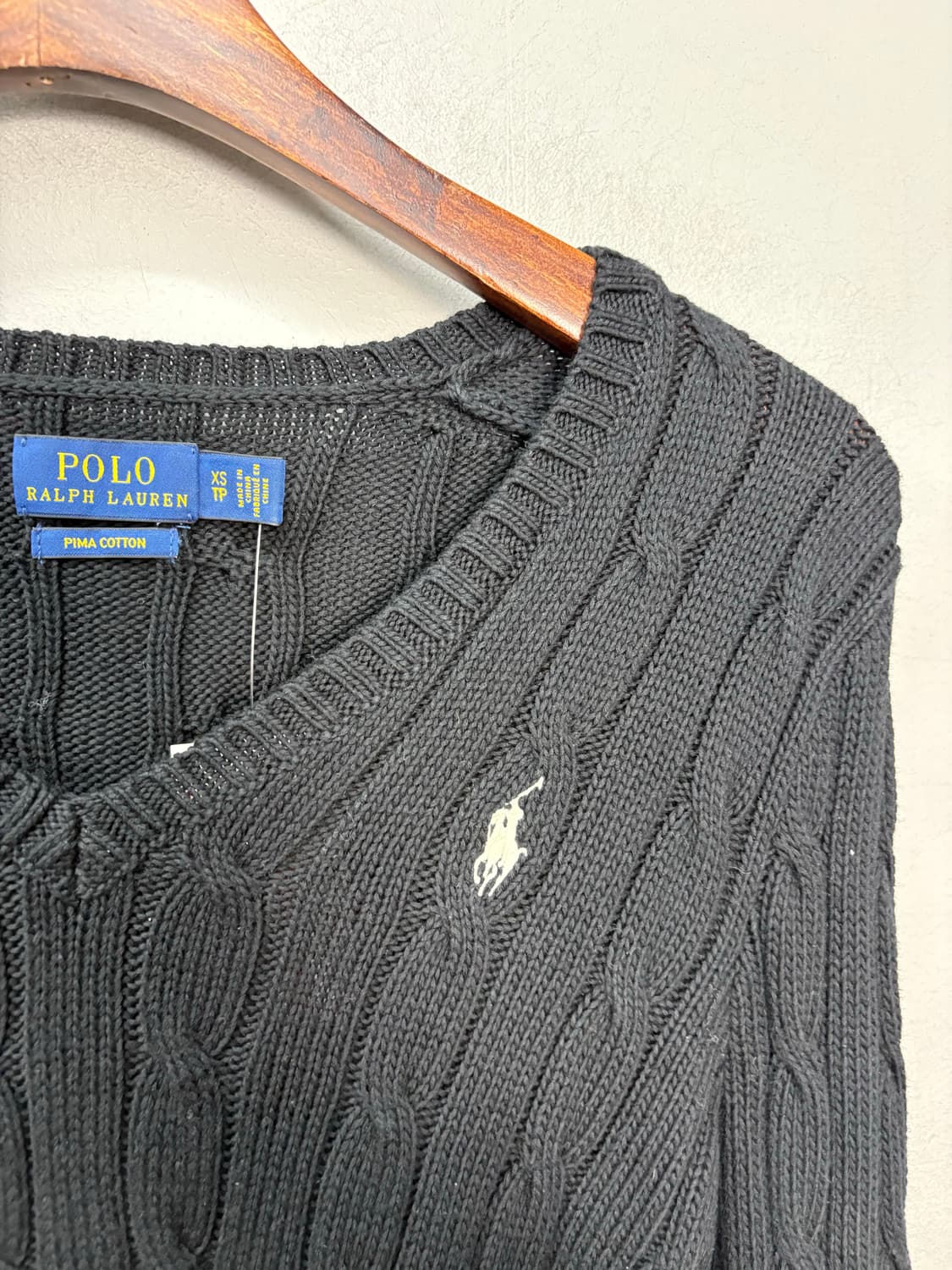 폴로랄프로렌 포니로고 브이넥 블랙 꽈배기니트 A3100 상품이미지3