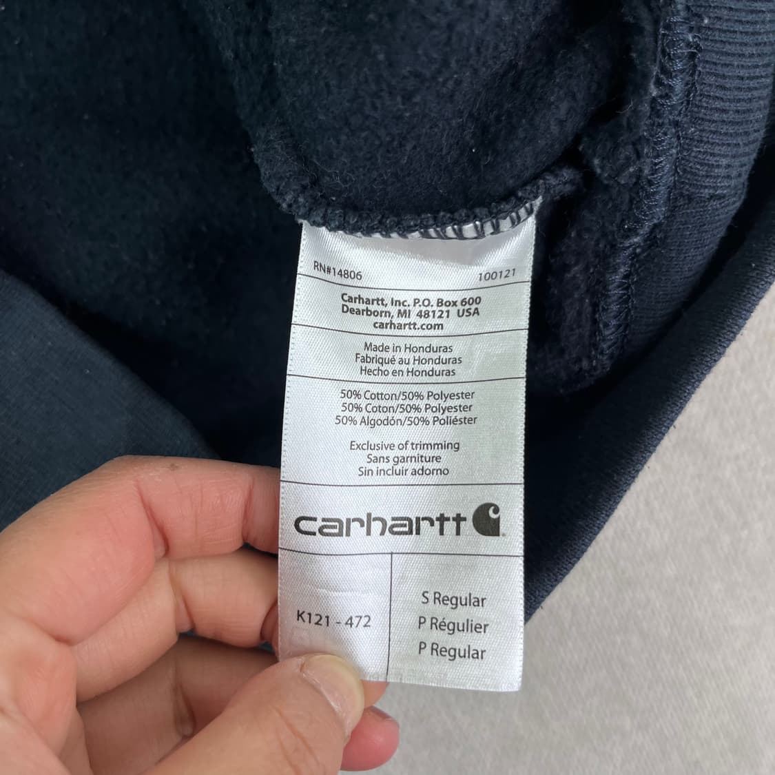 100 칼하트 wip 로고 네이비 후드티 상품이미지5