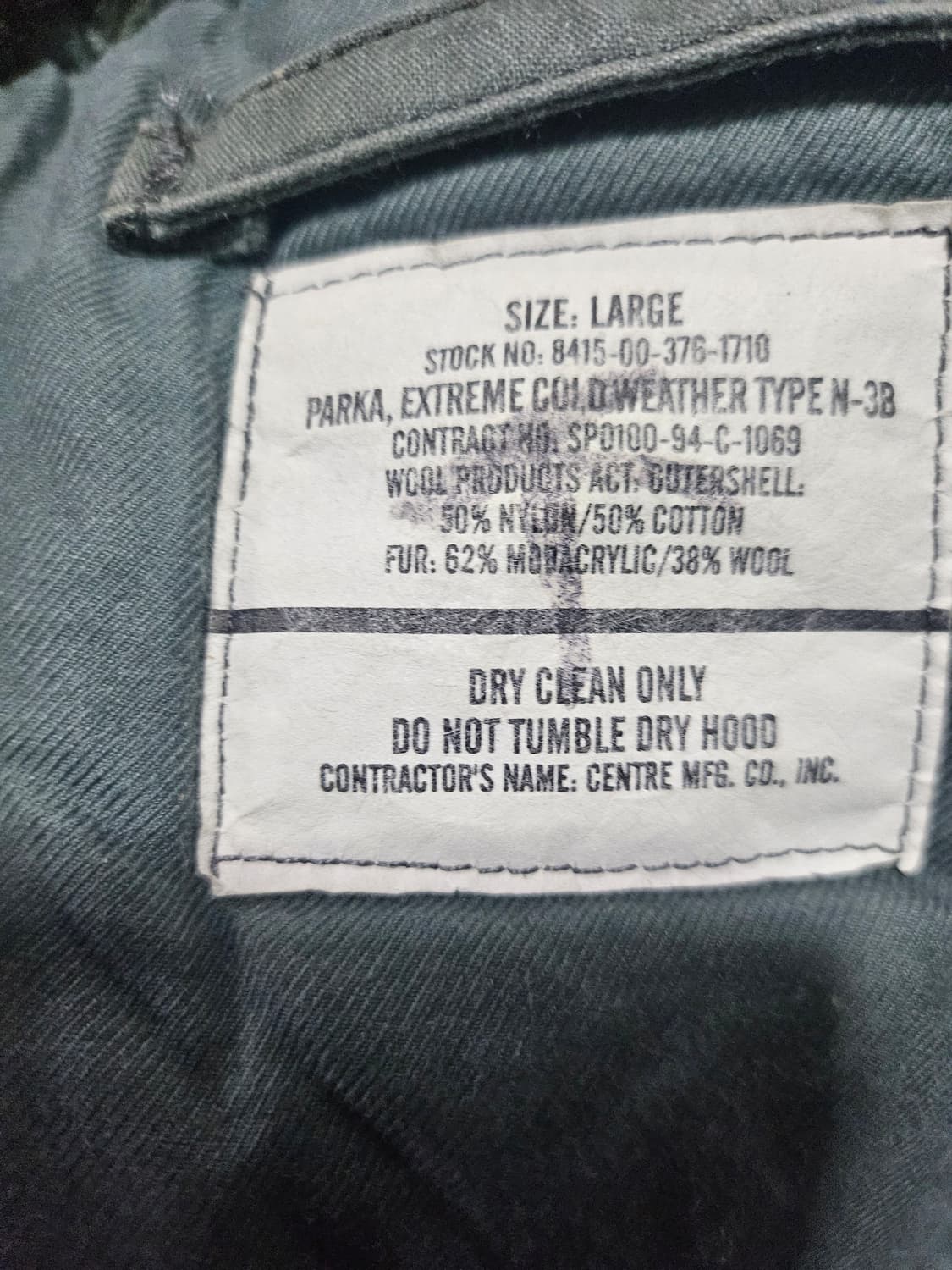 90s 미군오리지날 n3b  Centre MFG 라지 상품이미지3