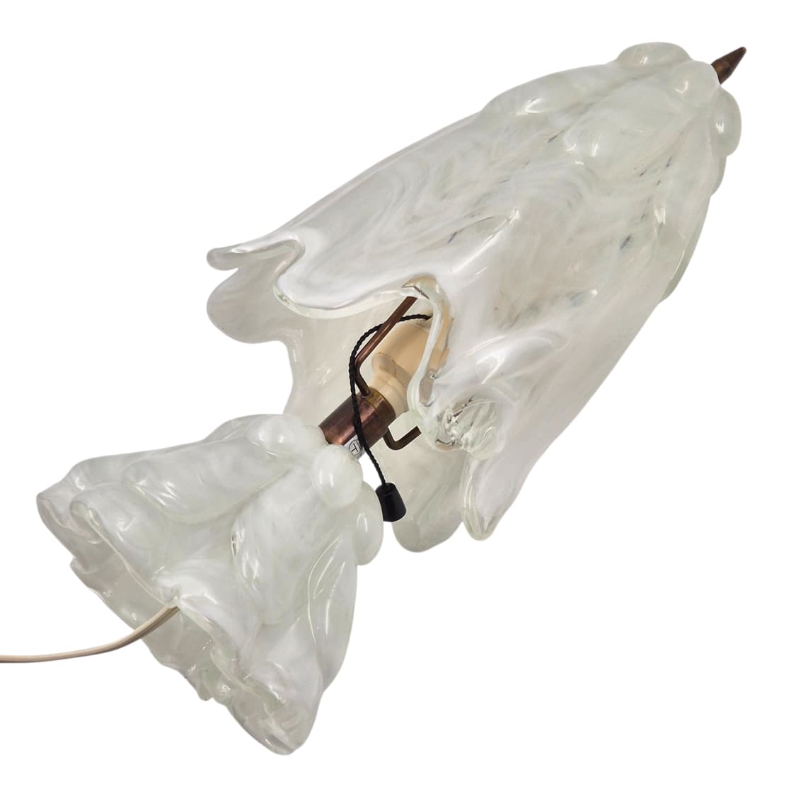 70s 이와타 핸드블로운 요리코 화이트 마블 빅 램프 상품이미지7