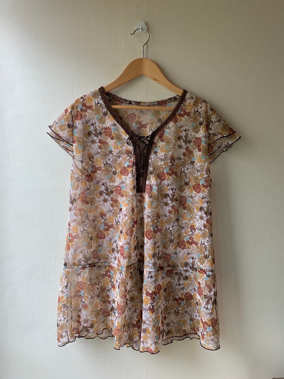bohemian flower lace blouse dress 상품이미지1