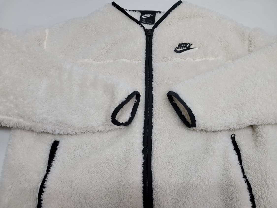 NIKE 나이키 블랙 배색 플리스 노카라 풀집 자켓 / 여 90 (L)  상품이미지4