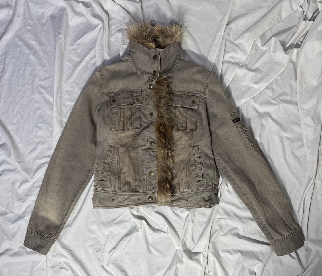 Clichy 머드 워싱 퍼 트리밍 트러커 자켓 y2k lgb goa  상품이미지4