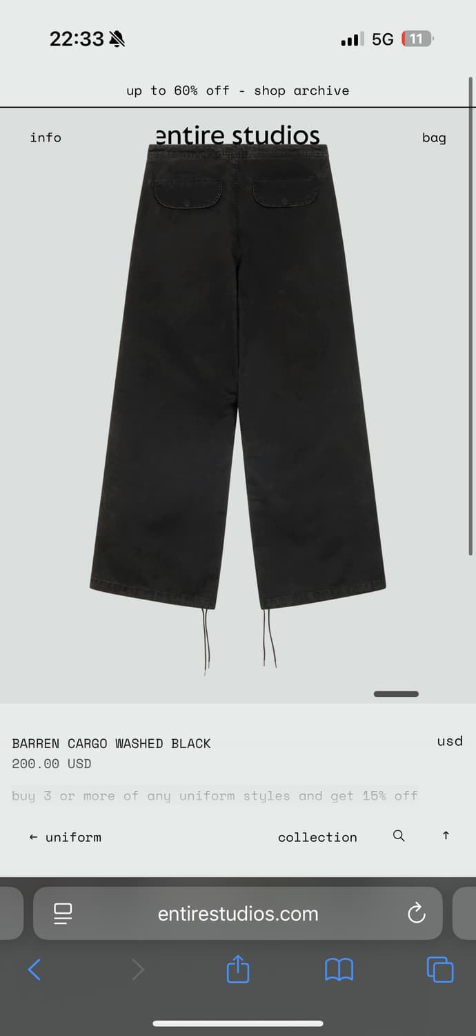 엔타이어스튜디오 배런 카고팬츠 상품이미지3