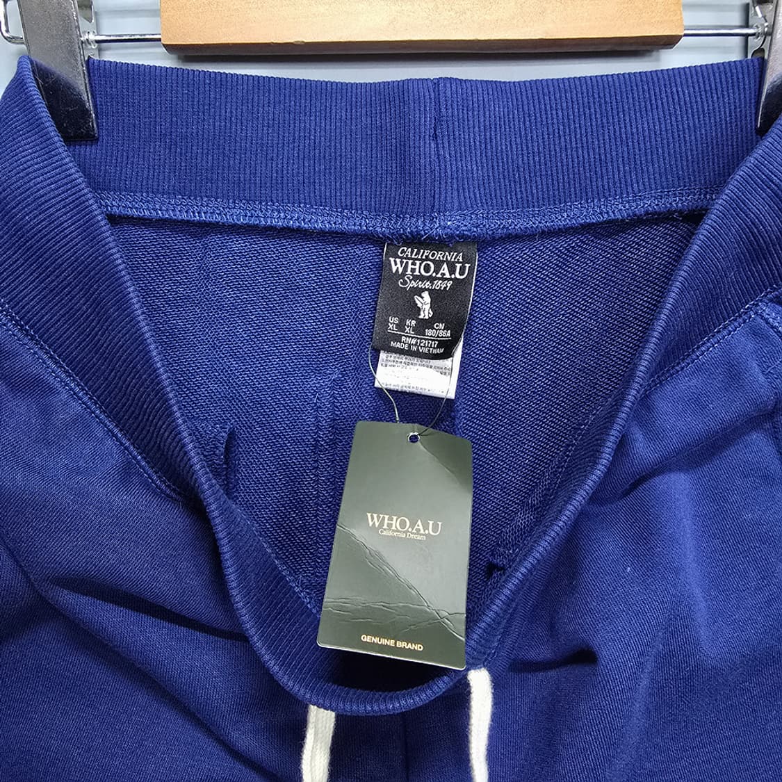 새제품) 후아유(WHO.A.U) 로고 스웨트 반바지 블루 XL 상품이미지5