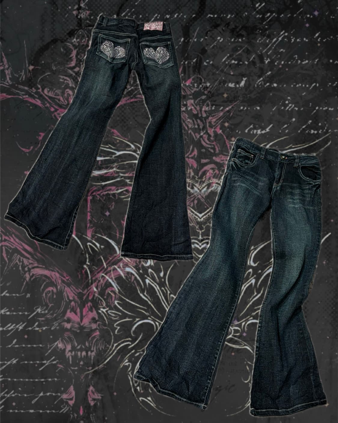 00's poket cubic heart boots cut pants 상품이미지1