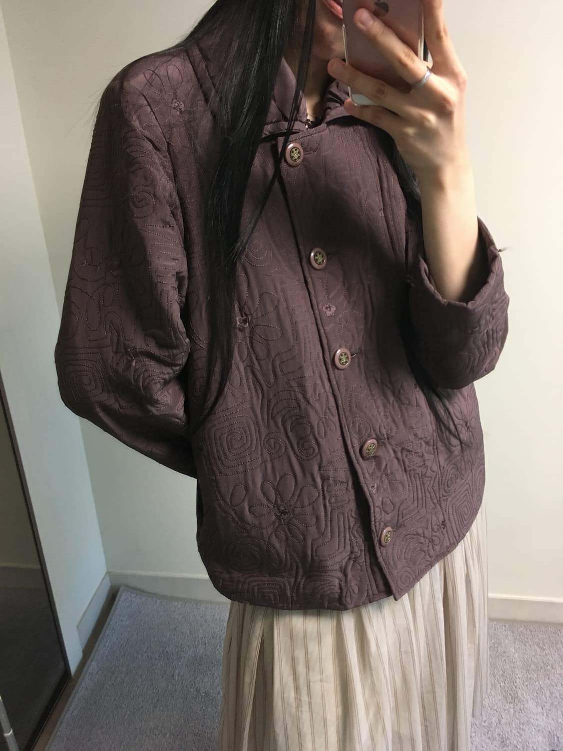 vintage quilted jacket burgundy 상품이미지2