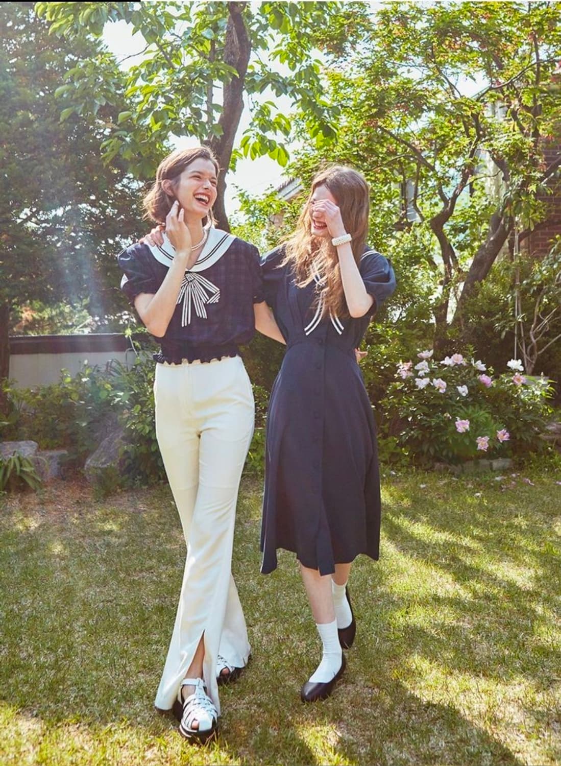 바이탈싸인 리본 세일러 탑 반팔 블라우스 상품이미지5