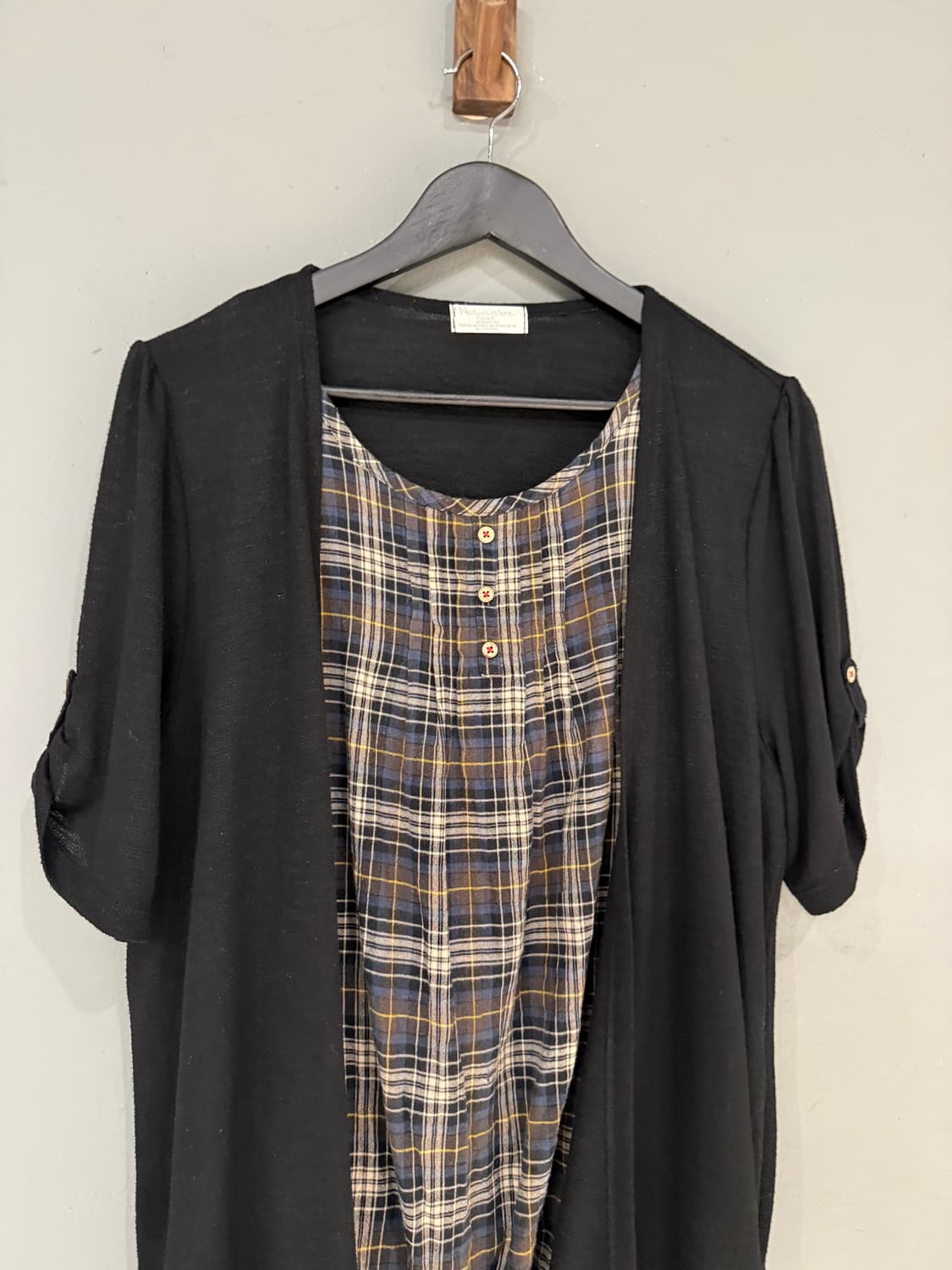 check pattern layered detail top  상품이미지6