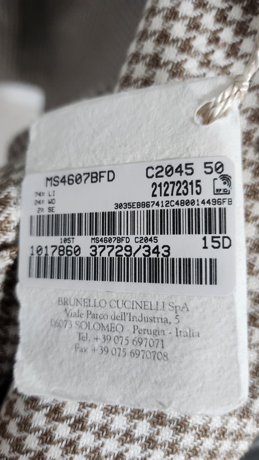 브루넬로 쿠치넬리 피크트 라펠 하운드 투스 싱글 자켓 상품이미지6