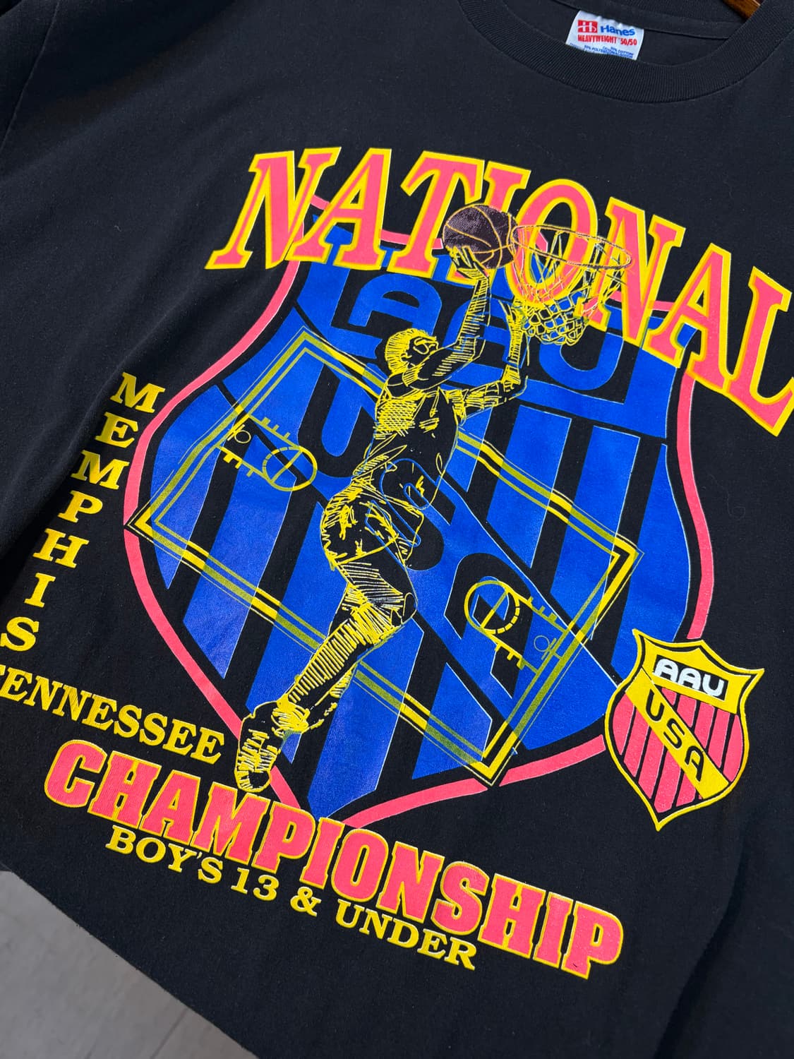 90S vtg hanes heavyweight 헤인즈 농구 티셔츠 상품이미지3