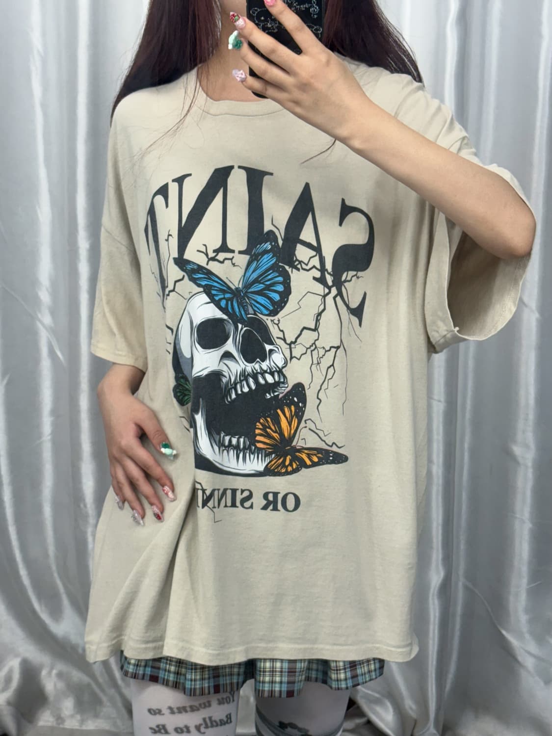 Skull Butterfly Printed Short Sleeve 상품이미지1