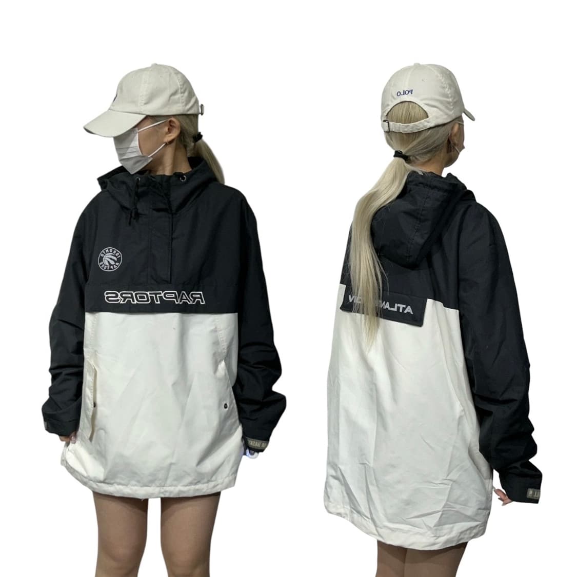 엔비에이 블랙 화이트 오버핏 트랙 아노락 자켓 L 상품이미지1