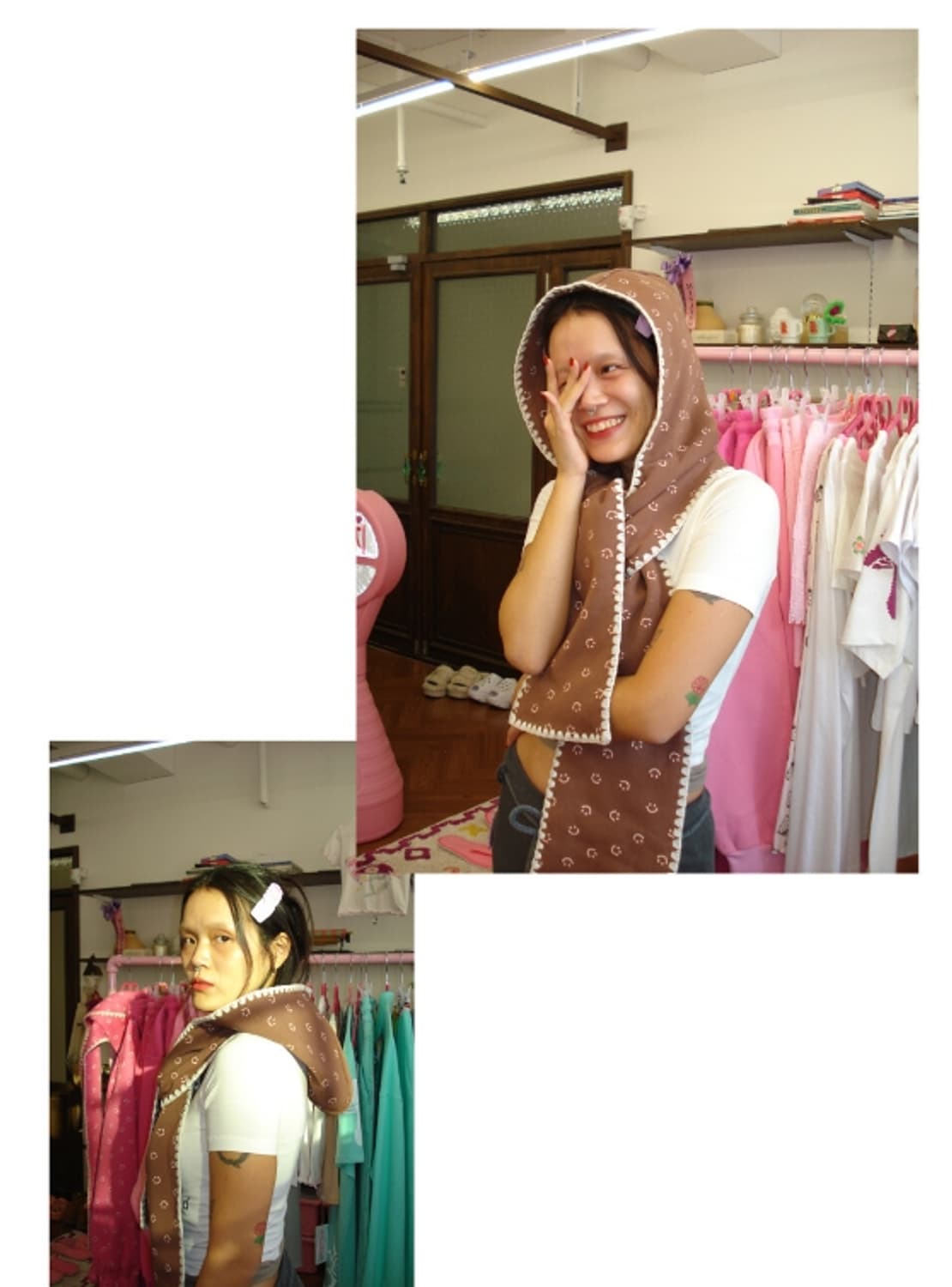 MINJIENA smile hood muffler brown 상품이미지4