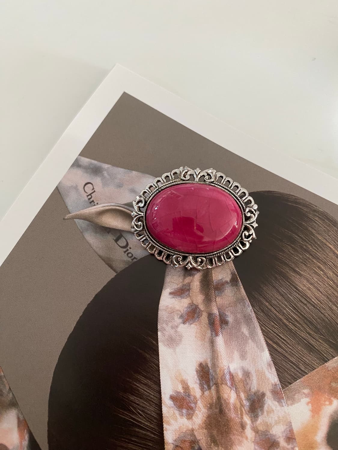 빈티지 오벌 핑크 브로치 앤틱 상품이미지1