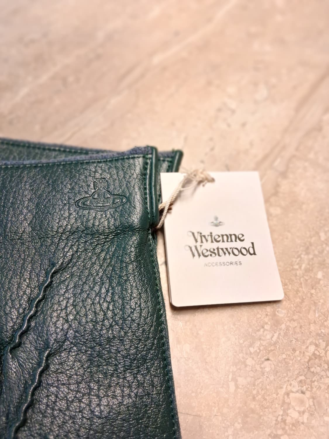 비비안웨스트우드 남성용 V 스티치 가죽 장갑 다크 그린 (새상품) 상품이미지6