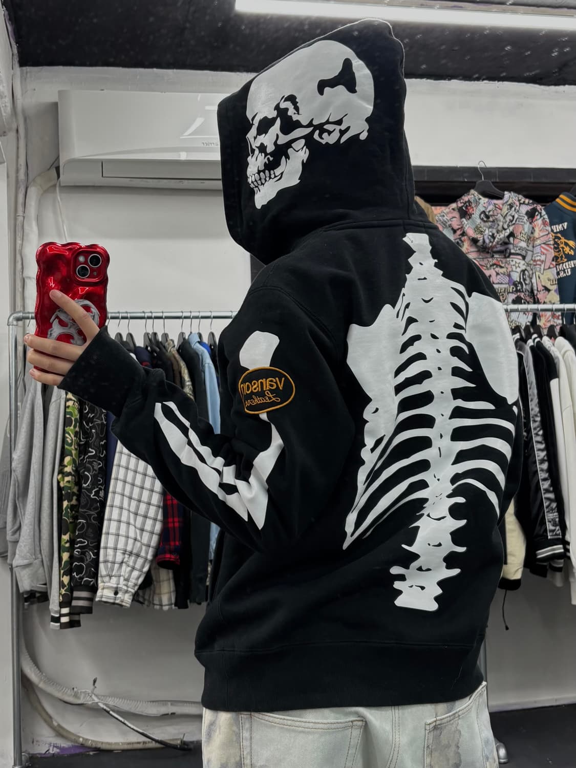 밴슨 레더 본 후드티 상품이미지5