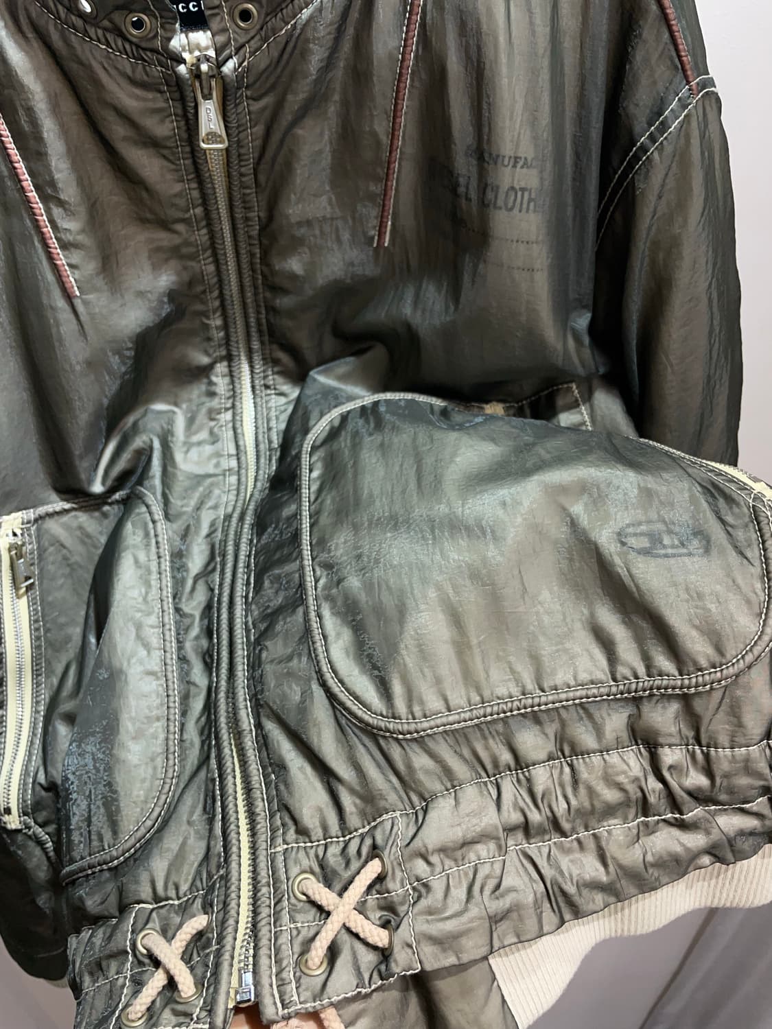 S 디젤 J-U23 나일론 레이어링 카키 봄버 상품이미지5