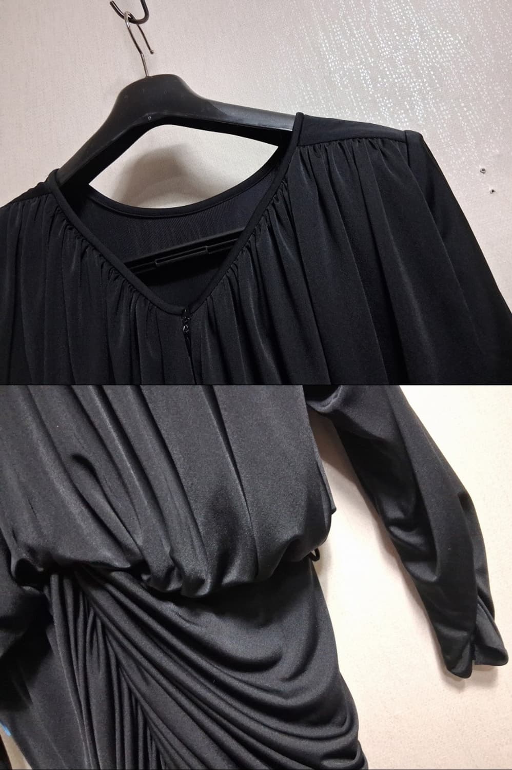 일본빈티시수입 Simonne 검정 져지 드레이프 셔링 롱원피스 행사복66 상품이미지6