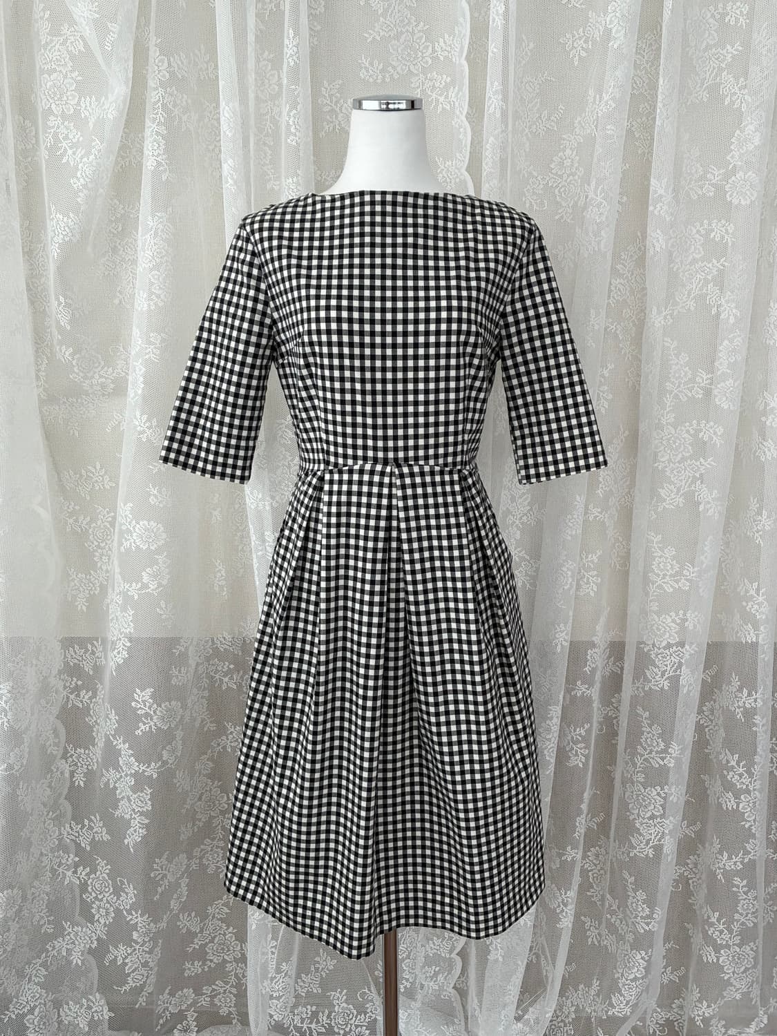 M) 오르 ORR 깅엄체크 원피스 블랙 상품이미지1