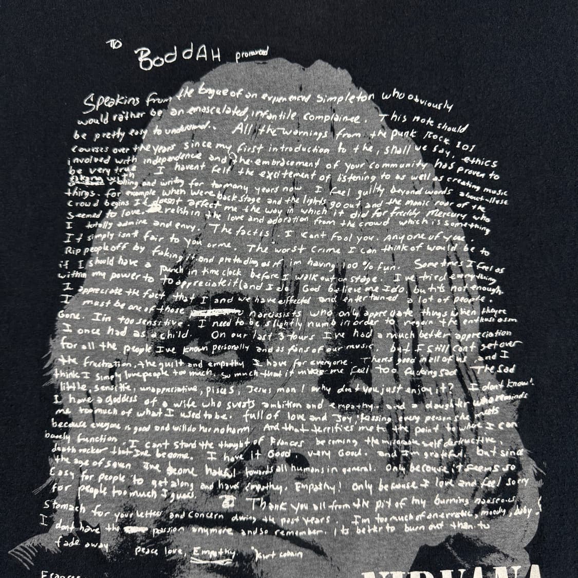 빈티지 90s Nirvana 너바나 커트코베인 유서 롱슬리브 상품이미지4