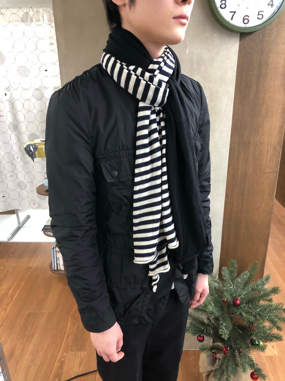 Comme des garcons 하프 스트라이프 머플러 상품이미지3