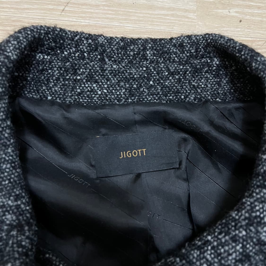 지고트 여성 헤링본 양모 알파카 더블 코트 [블랙] 85-88-155 상품이미지4