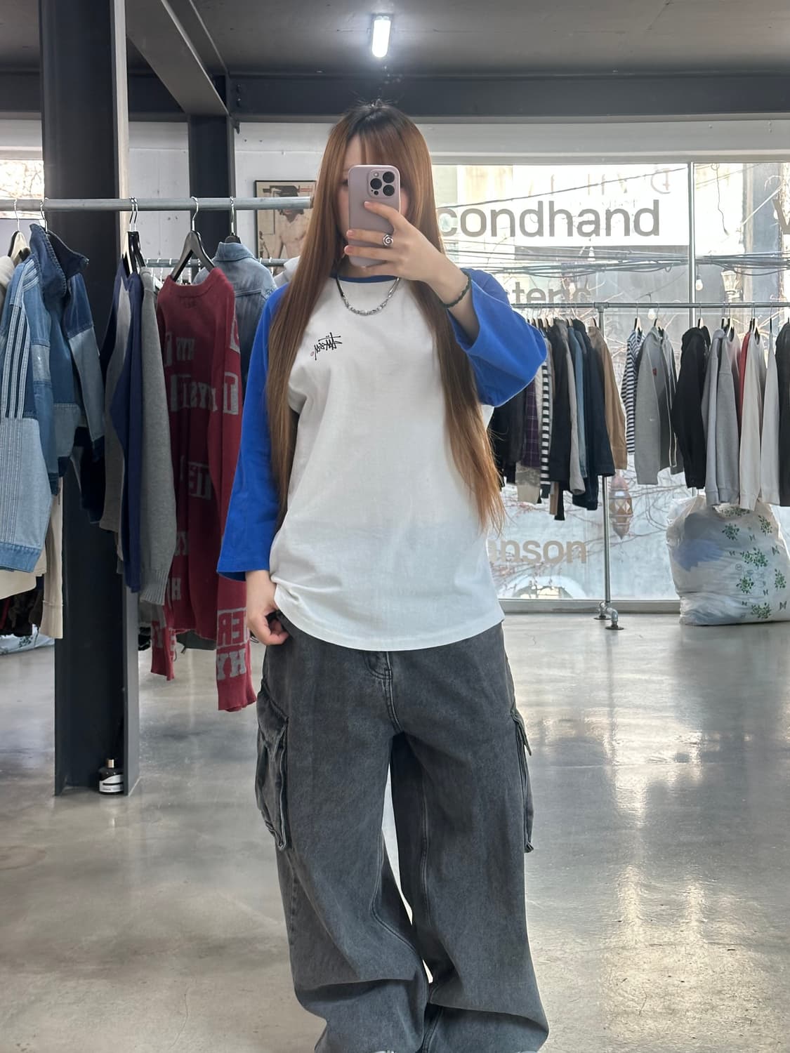 스투시 빅로고 레글런 티셔츠 블루 상품이미지3