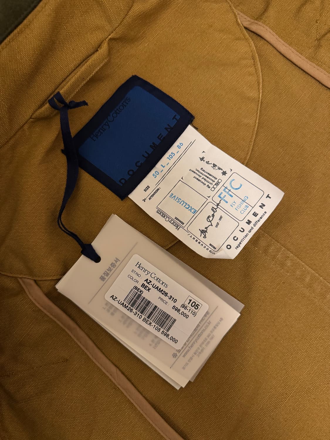 헨리코튼 x 도큐먼트 코튼 캔버스 필드 자켓 105 XL 상품이미지4