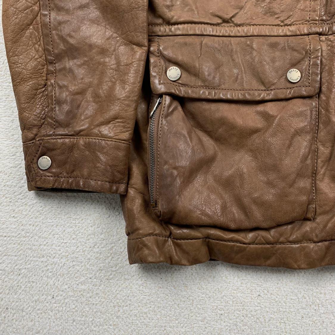 헨리 코튼 양가죽 헌팅 자켓 브라운  상품이미지5