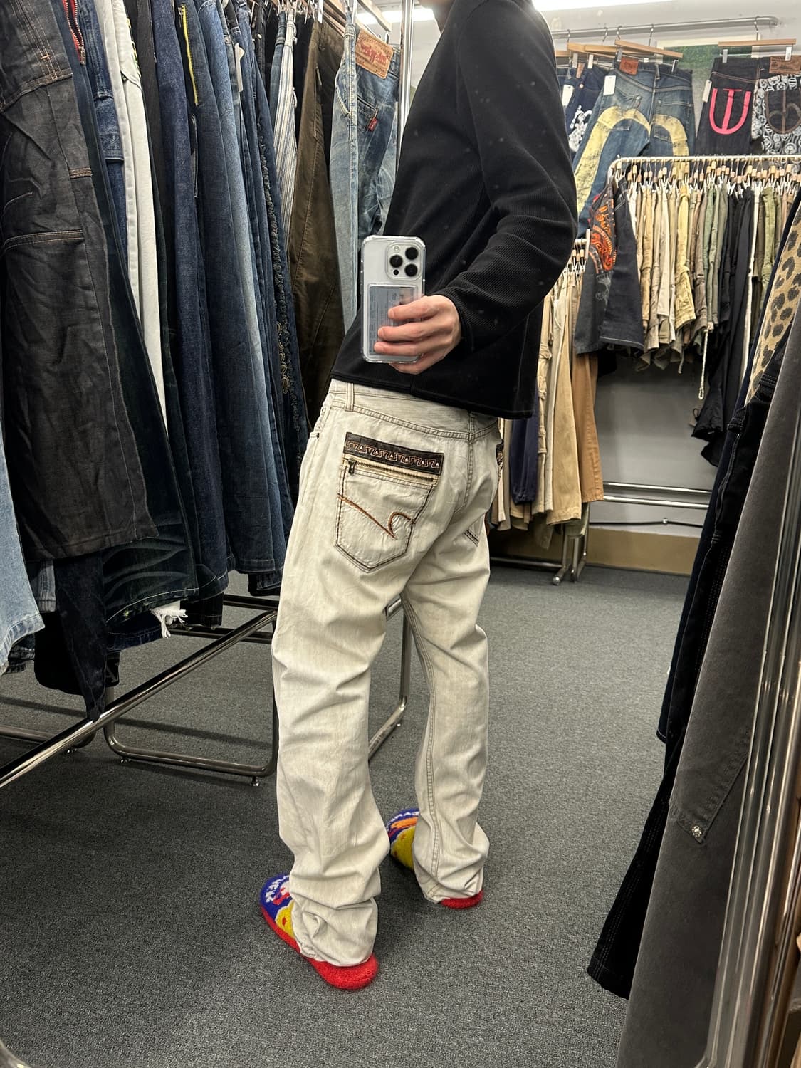 35) 재패니즈 빈티지 웨스턴 크림 데님팬츠 상품이미지1