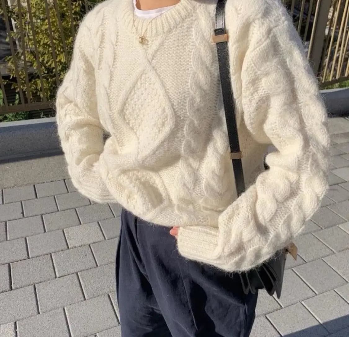 빈티지니트 아란니트  피셔맨니트 흰순이 아이보리 케이블 상품이미지9