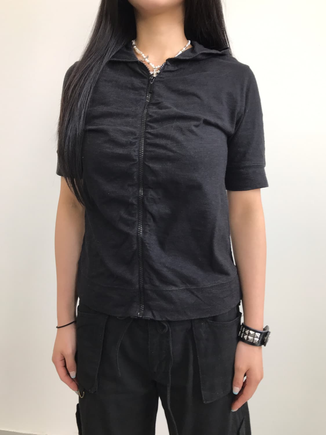 Jpn Y2k Black Zip Up Hoodies 상품이미지2