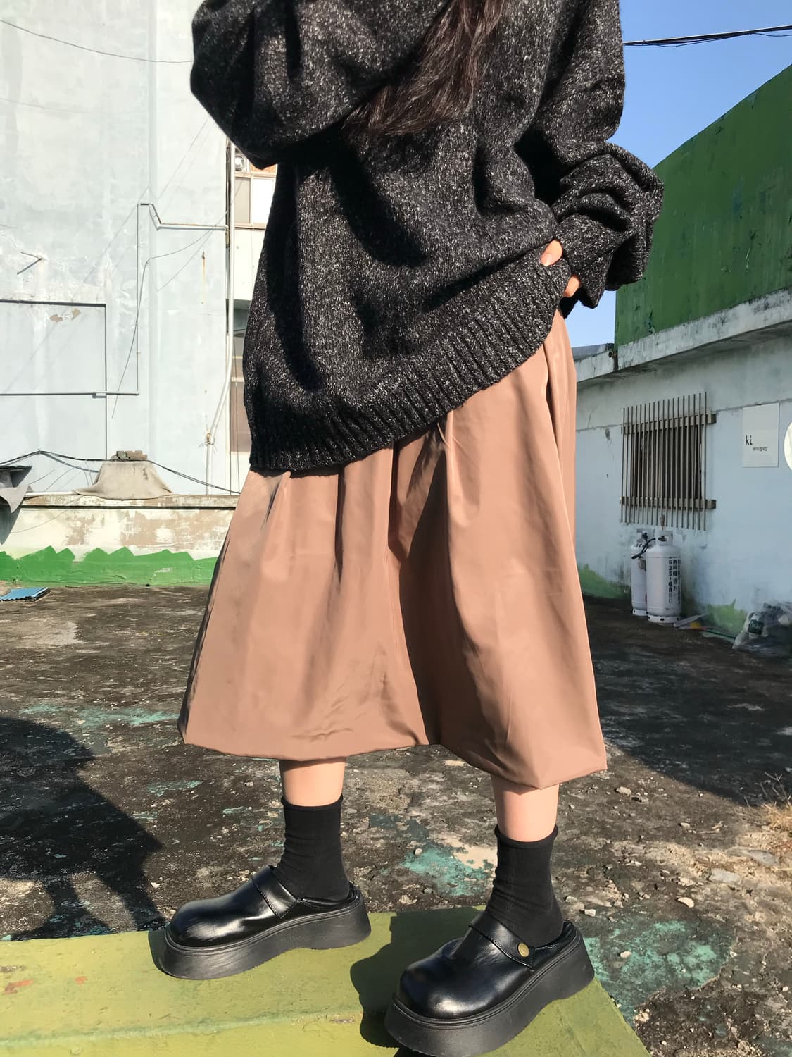 체크&브라운 리버시블 스커트 상품이미지2