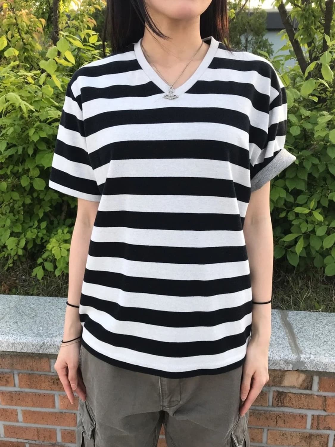 United Arrows Stripe V Neck Tee 상품이미지2