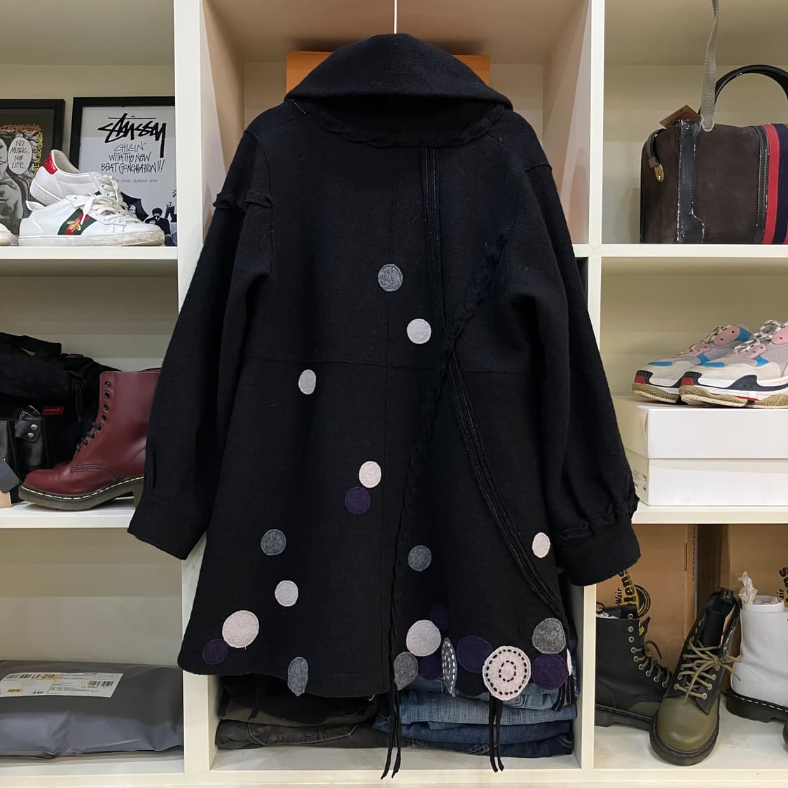 VTG 도트 울코트 M~L 상품이미지2