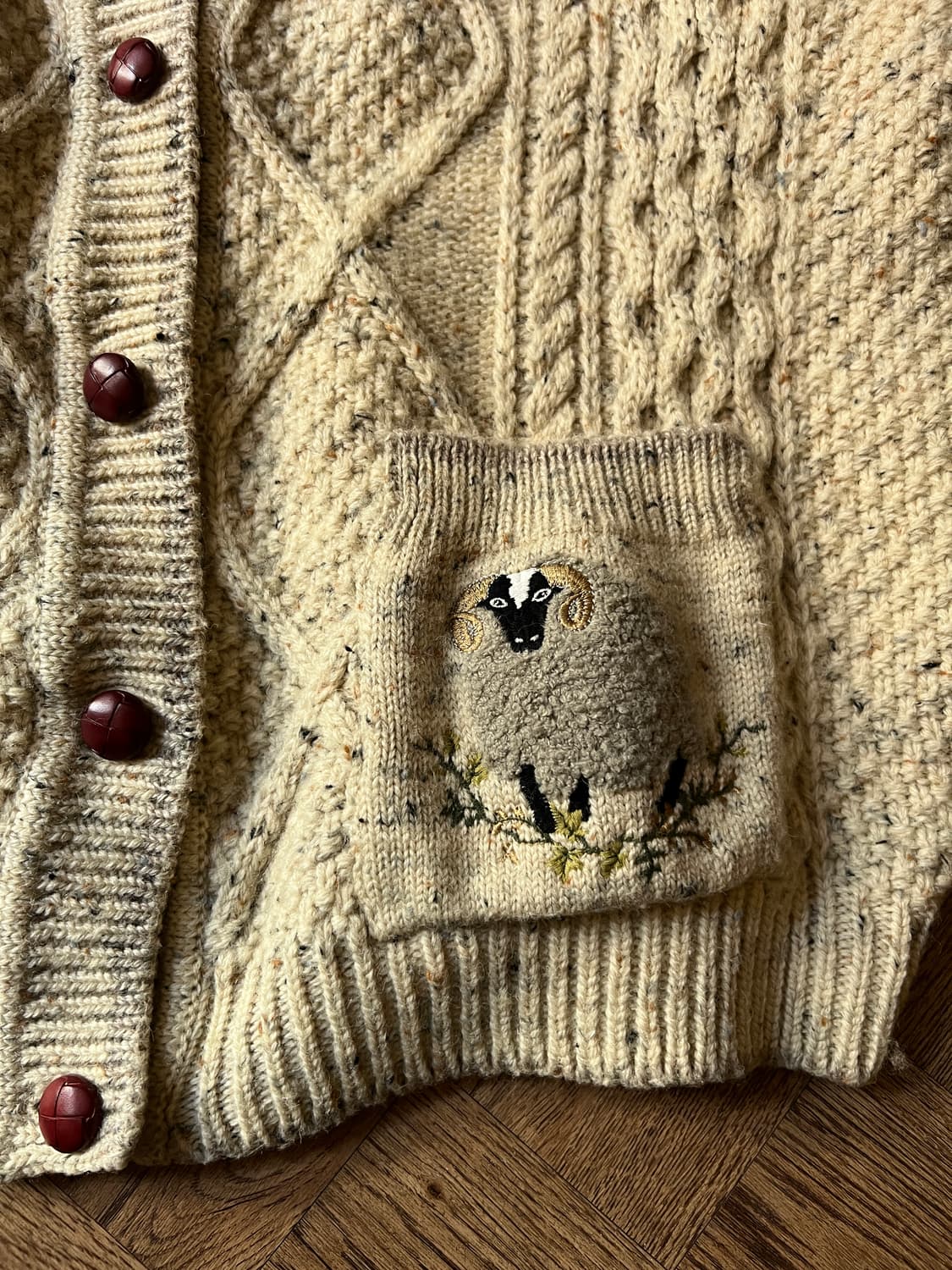 [XL]90's 유로 빈티지 보카시 피셔맨 스웨터 가디건 상품이미지4