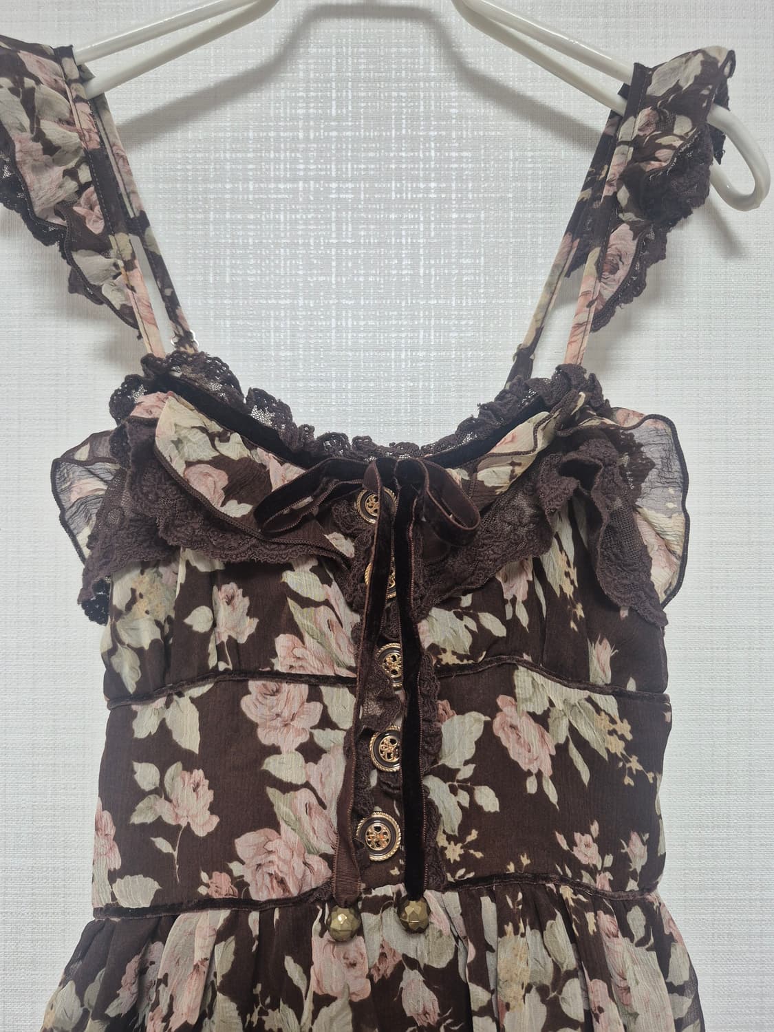 리즈리사 초고전템 히메갸루 쵸코브라운 플로럴 원피스 상품이미지2