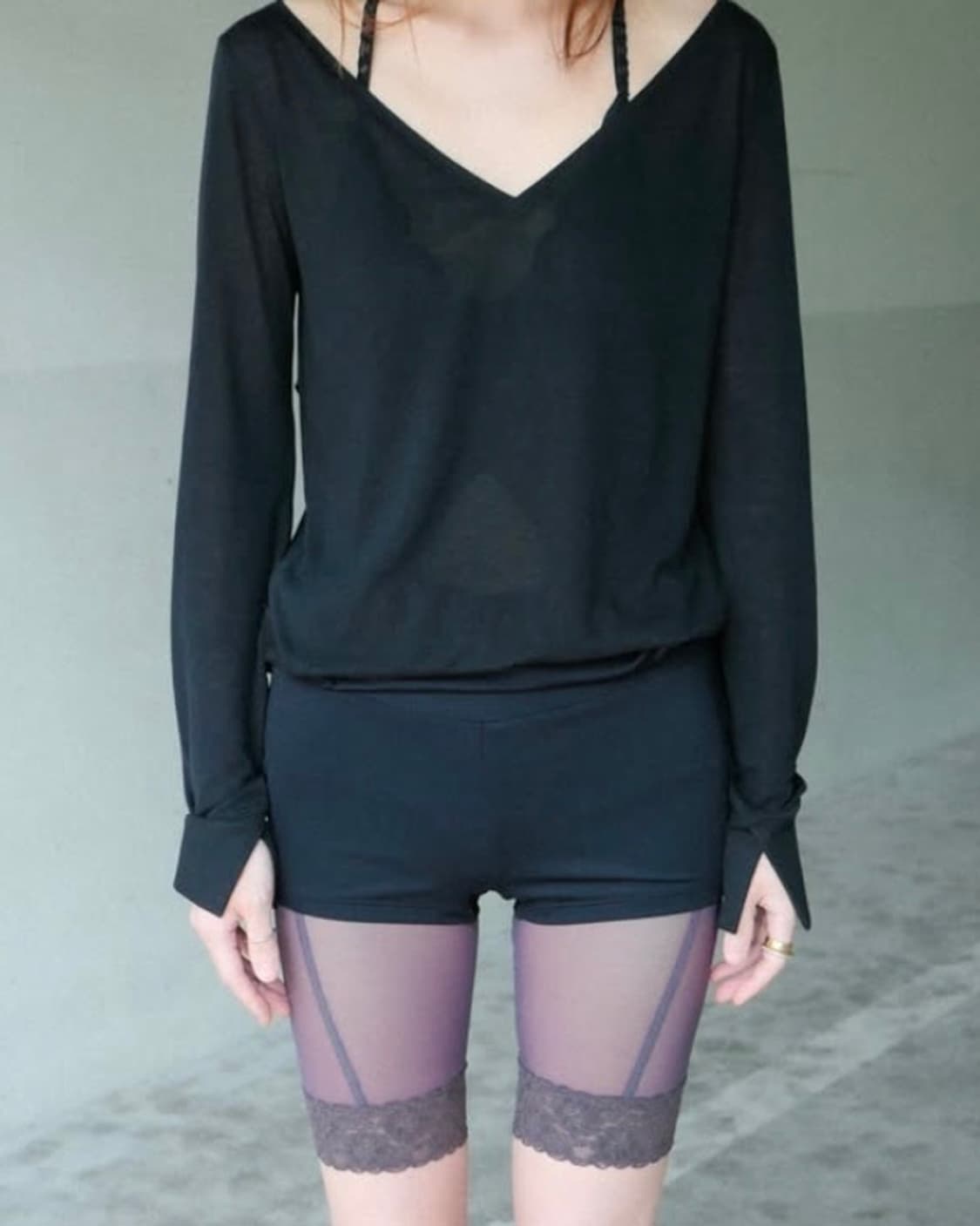 sheer lace leggings in plum 상품이미지4