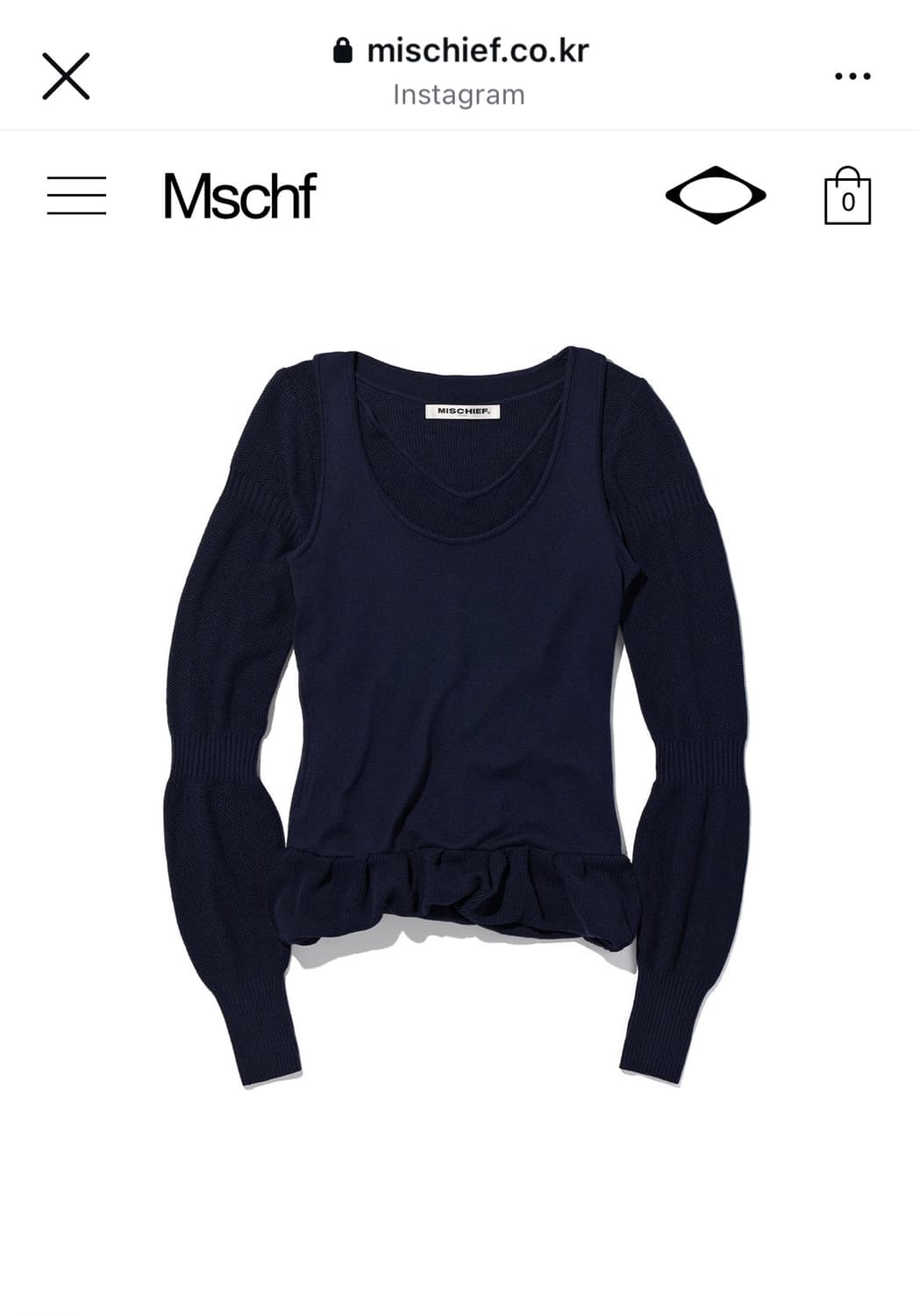 미스치프니트 RIPPLE LAYERED KNIT TOP_DEEP NAVY 상품이미지1