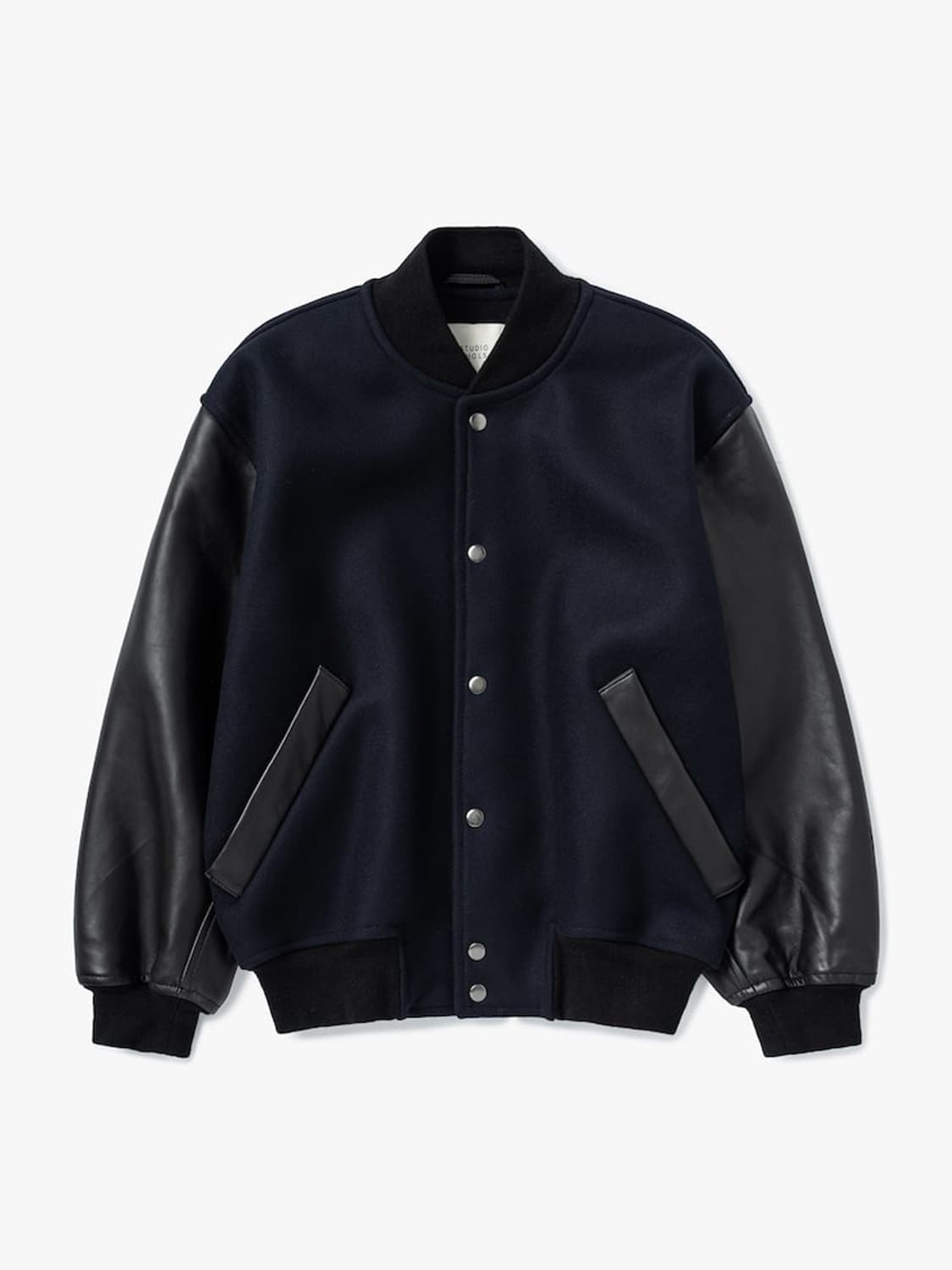 스튜디오 니콜슨 레더 봄버 자켓 네이비 상품이미지1