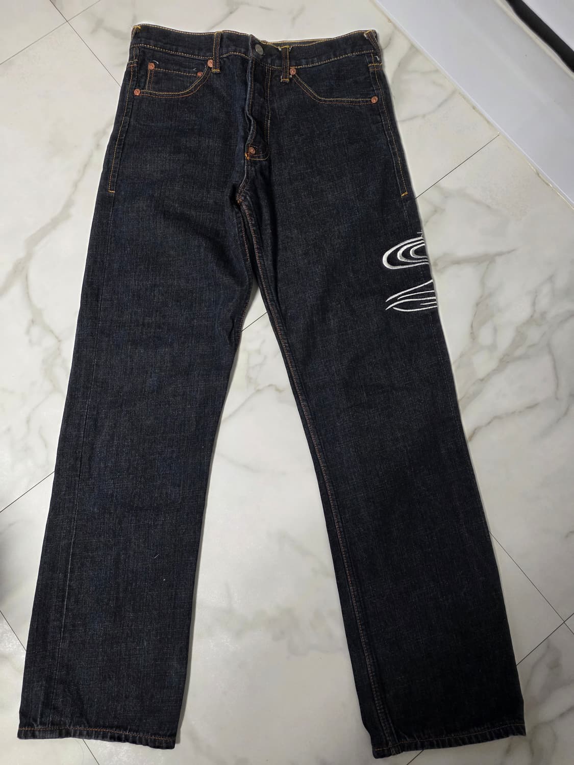 에비수 헤리티지 데님 32 빅카프 자수 청바지 상품이미지1