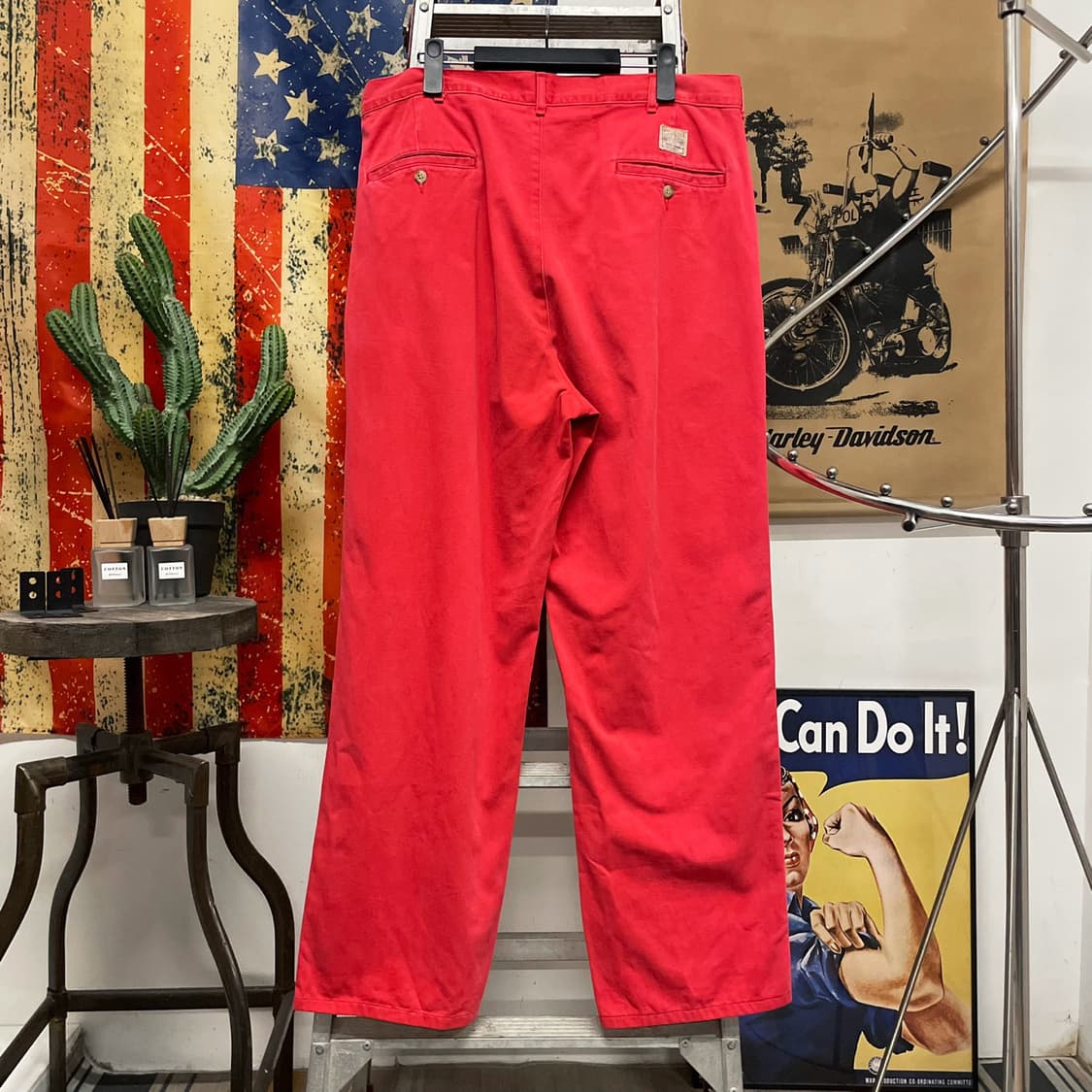90s 폴로 랄프로렌 U.S 치노팬츠 핀턱 치노 팬츠 레드 상품이미지2