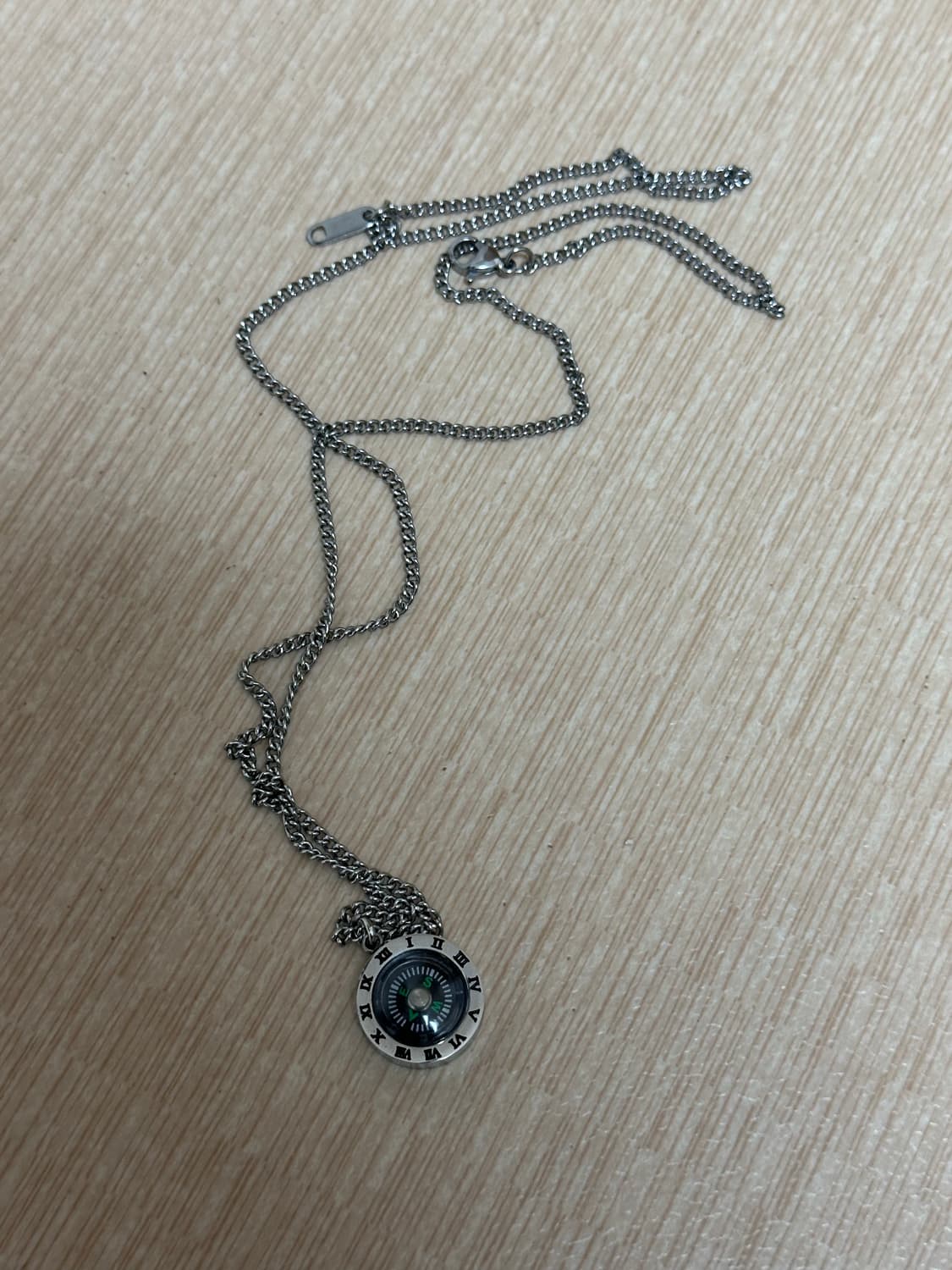 나침반 팬던트 목걸이 실버 상품이미지1