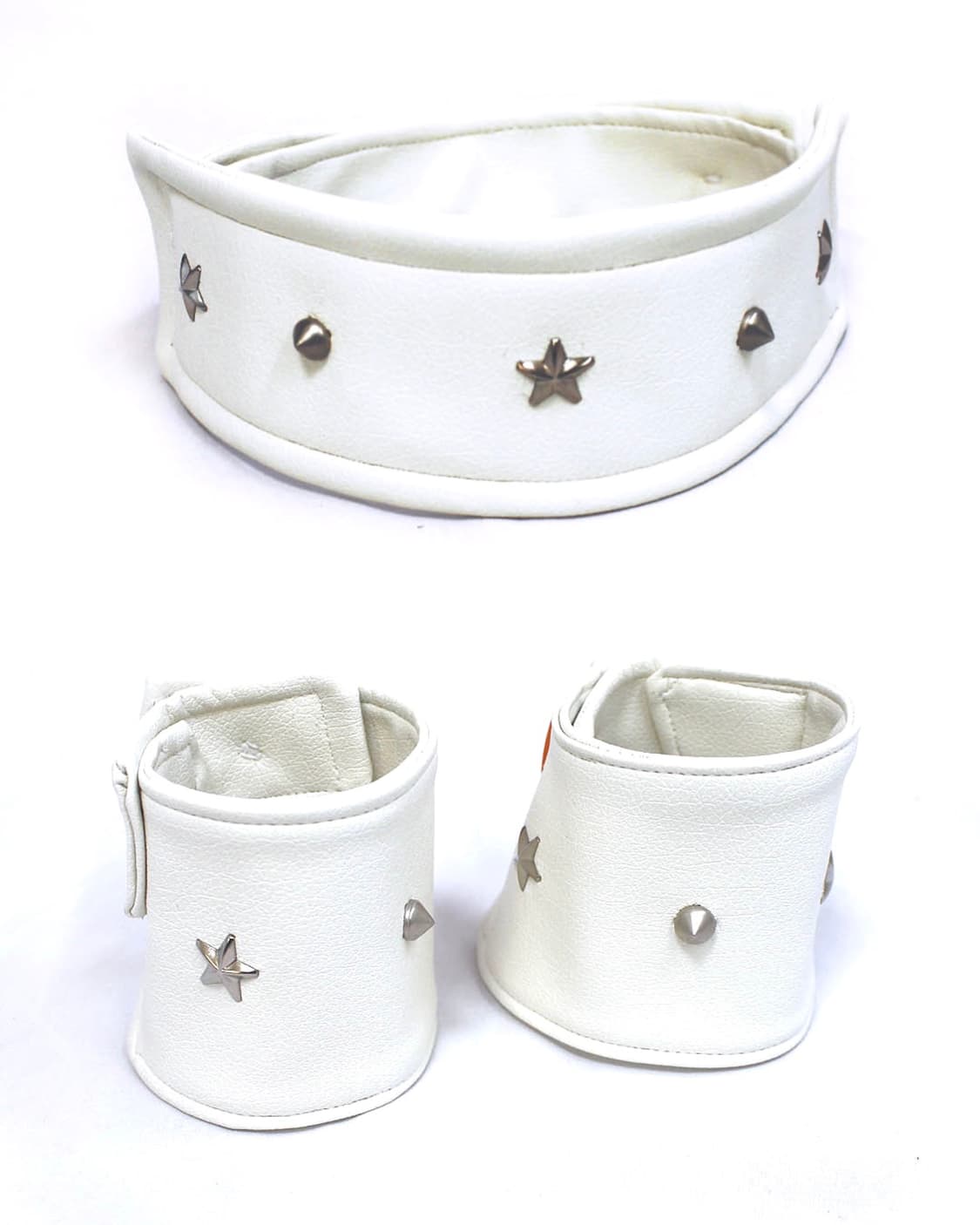 Thick leather neon stud choker+hand cuff 상품이미지1