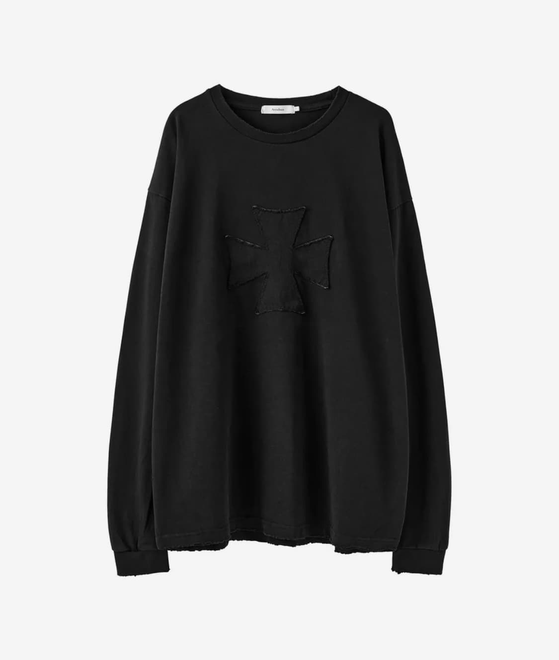 [2] 아르반 크로스 아플리케 디스트로이드 롱슬리브_페이드 블랙 상품이미지1