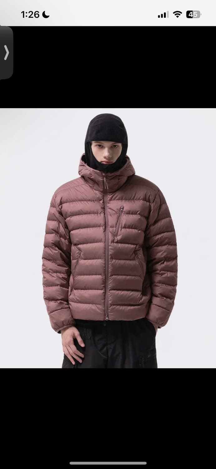 [2XL] 무신사스탠다드 시티 레저 후디드 라이트 다운 재킷 스모크 핑크 상품이미지1