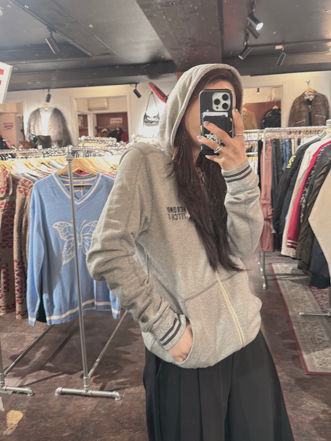 아베크롬비 y2k 와플 보카시 그레이 후드집업 니트 xs 상품이미지8