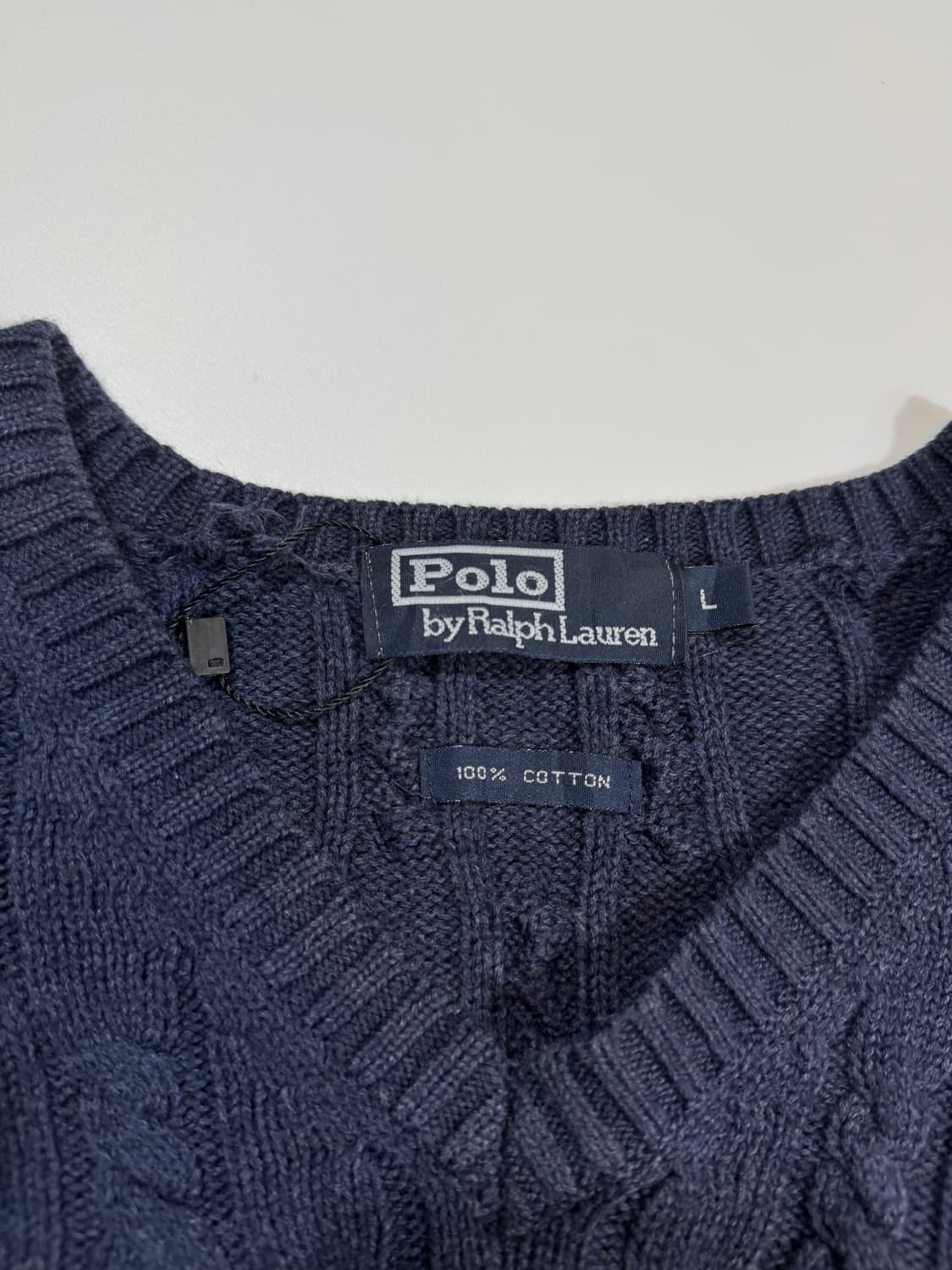 폴로 랄프로렌 네이비 브이넥 케이블 니트 상품이미지2