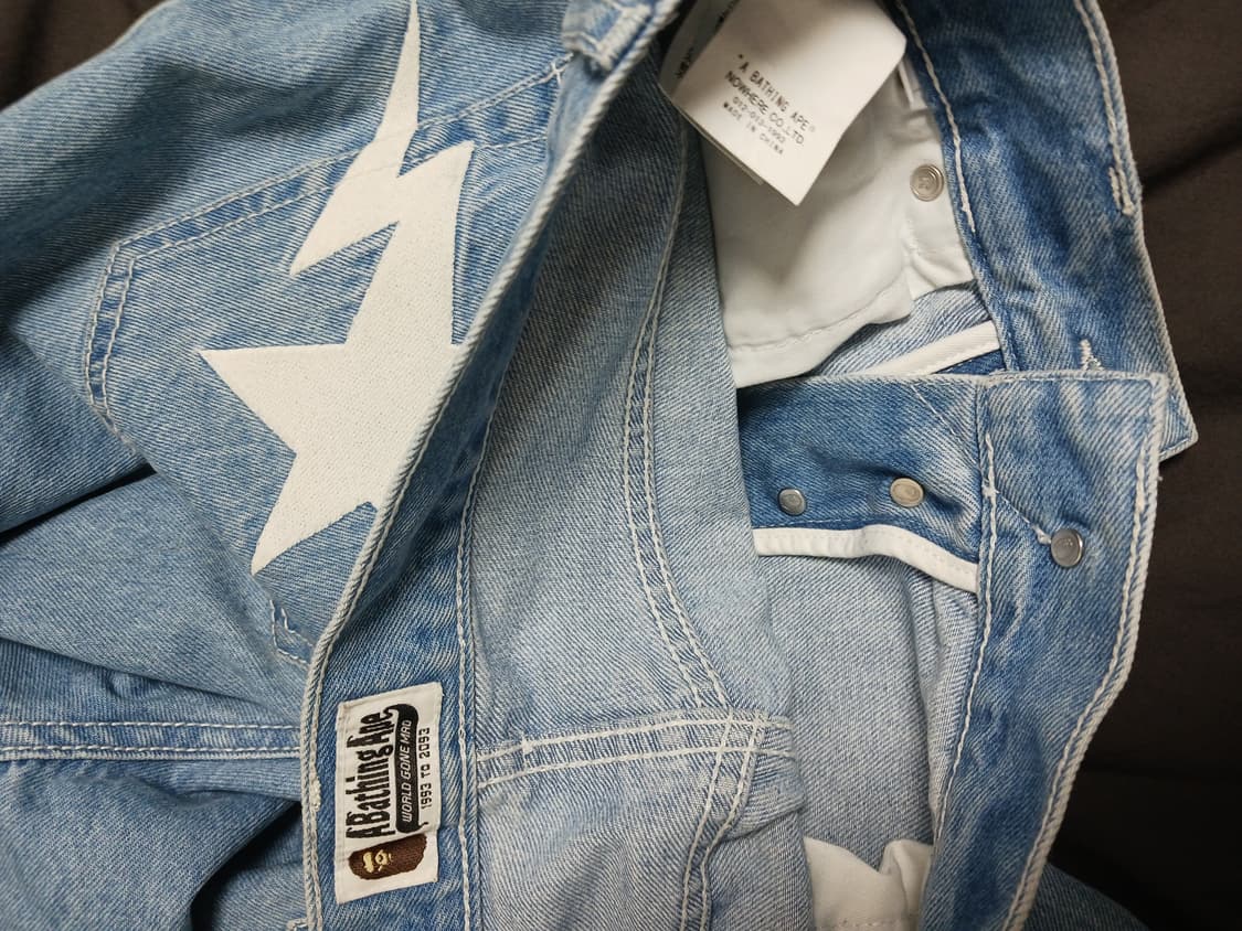 정품 베이프 스타패치 바지 데님팬츠 배기바지 상품이미지5